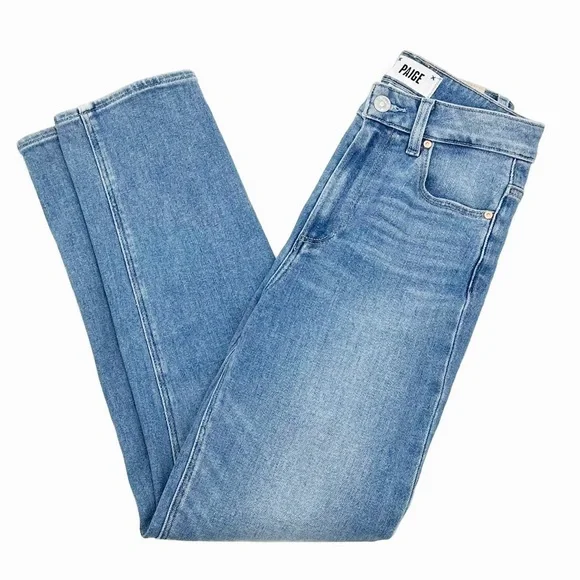 Paige Stella Crop High Waisted Straight Leg Jeans in Seawater Size 24 - Picture 2 of 15
